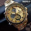 RELOJ JOEFOX METÁLICO DOBLE HORA DORADO HOMBRE 1927G-1 My Store