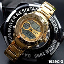 RELOJ JOEFOX METÁLICO DOBLE HORA DORADO HOMBRE 1929G-3 My Store