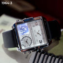 RELOJ JOEFOX NEGRO/PLATA DOBLE/HORA HOMBRE 1964-3 My Store