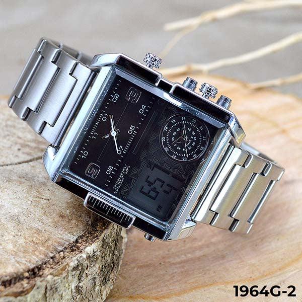 RELOJ JOEFOX PLATA/NEGRO DOBLE/HORA HOMBRE 1964G-2 My Store