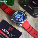 RELOJ JOEFOX ROJO/PLATA/TABLERO NEGRO DOBLE/HORA HOMBRE 1976-3 My Store