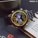 RELOJ JOEFOX NEGRO/DORADO DOBLE/HORA HOMBRE 1980G-6 My Store
