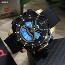 RELOJ JOEFOX TIPO INVICTA ANA-DIG DEPORTIVO NEGRO PUNTEROS DORADOS HOMBRE 1989-9 My Store