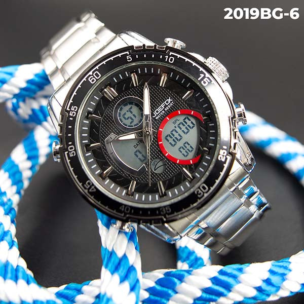 RELOJ JOEFOX METÁLICO DOBLE HORA PLATEADO HOMBRE 2019BG-6 My Store