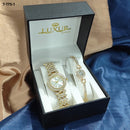 RELOJ LUXUR + PULSERA ESTUCHE DORADO DAMA 7-175