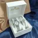 RELOJ LUXUR + PULSERA ESTUCHE DORADO DAMA 7-175