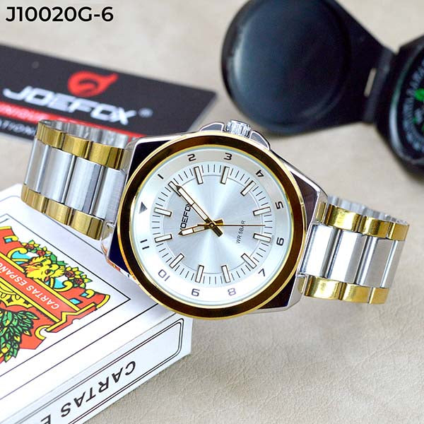 RELOJ JOEFOX PLATA/DORADO/BLANCO ANÁLOGO J10020G-6 My Store